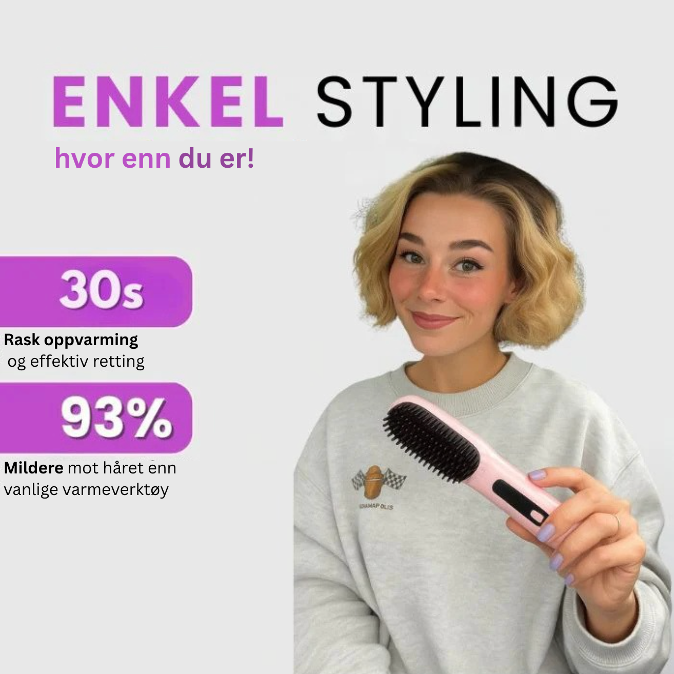 ZAIA Bærbar Stylingbørste | Krøll, tørk og glatt ut